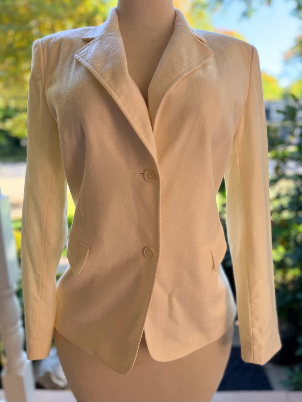 Chadwick’s 100% Wool Cream Tailored Blazer Jacket Size 10 Quiet Luxury 90’s